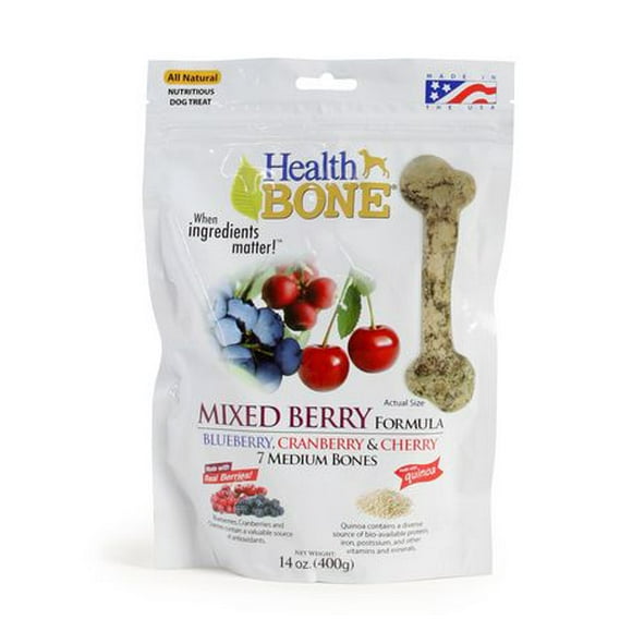 Os moyenne à saveur de mélange de baies d'Omega Paw Health Bone pour chiens 400 g, 14 oz