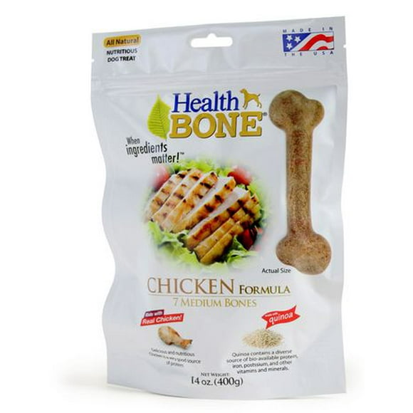 Os moyenne de poulet d'Omega Paw Health Bone pour chiens 400 g, 14 oz