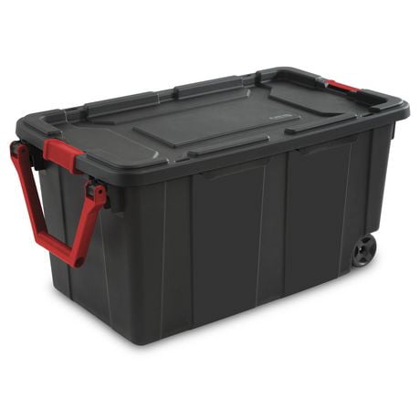 Sterilite 151L Black Wheeled Industrial Tote, 151L