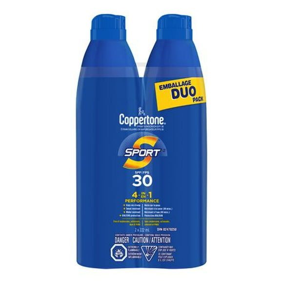 Coppertone Sport Sunscreen Continuous Spray SPF 30 Duo Pack, SPF 30, 2x222 mL