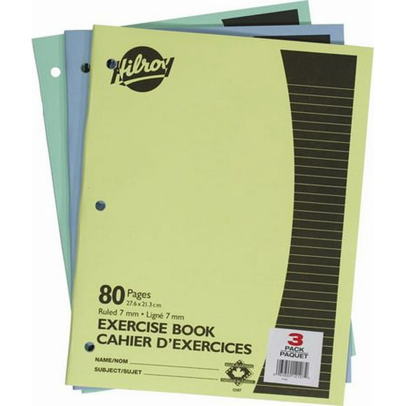 Hilroy Exercise Books, 3 Pack , 10-7/8 X 8-3/8, 80 Page, 3 Books, 80 Pages Each