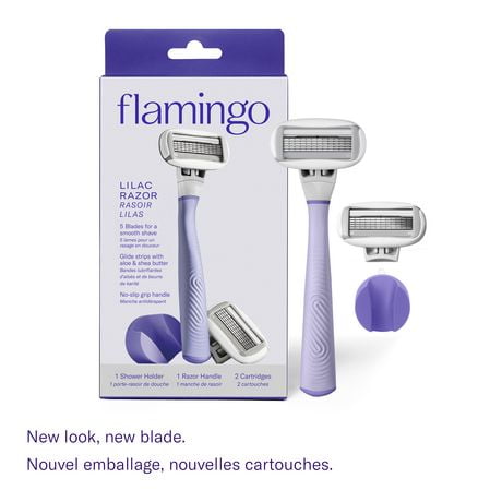 Flamingo 5-Blade Women's Razor - 1 Razor Handle + 2 Razor Blade Refills - Lilac, 1 hande, 2 blade refills