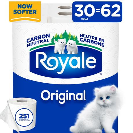 Royale Original Toilet Paper, 30 Equal 62 Bathroom tissue rolls, 2-Ply, 251 Sheets a Roll