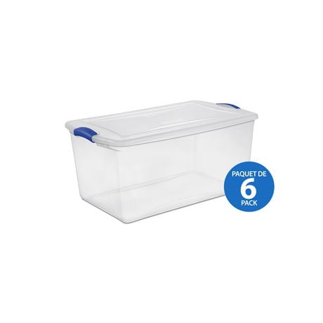 Boîte à verrou de Sterilite de 62 litres en bleu en caisse