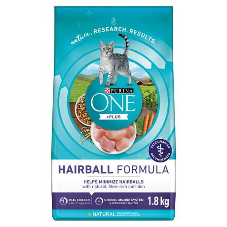 Purina ONE +Plus Hairball Formula Chicken, Dry Cat Food 1.8 kg, 1.8 kg