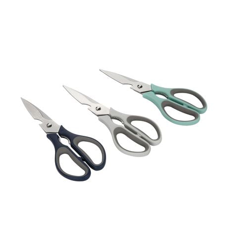 Mainstays Stainless Steel Multi-purpose Utility Scissors with Plastic Handle, Blue, Grey or Teal