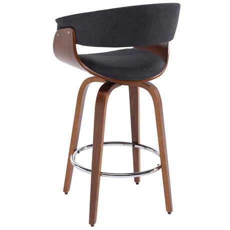 Mid-Century Fabric & Bentwood 26'' Counter Stool in Charcoal | Walmart ...