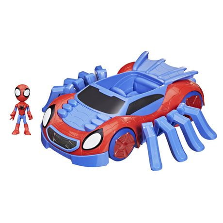 Marvel Spidey and His Amazing Friends, Arachno-bolide ultime avec bélier assommeur de méchant, figurine Spidey de 10 cm, dès 3 ans