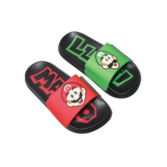 Youth Boy Mario and Luigi Soccer Slide Sandals