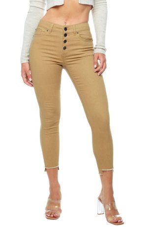 High Waisted Button Front Skinny Jeans