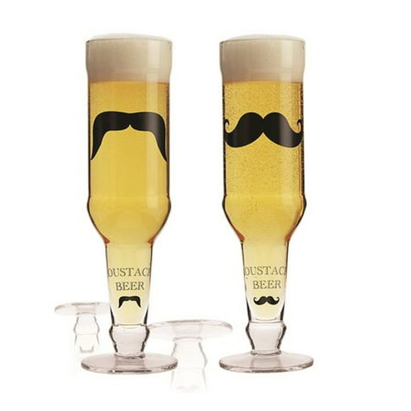 Brilliant 380 mL Moustache Beer Bottle Glass Set of 2