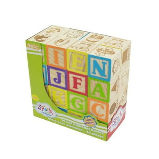 Maxim Deluxe Wooden ABC Blocks. Extra-Large Engraved Baby Alphabet Letters,  Counting & Building Block Set