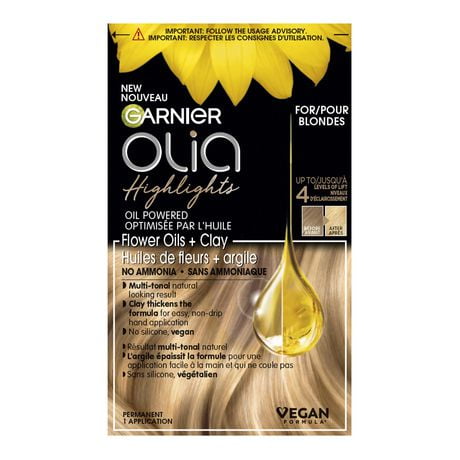 Garnier Olia Ammonia-Free Highlights for Blondes, Natural-looking result, With 60% Oils and Clay, 1 Application, Ammonia-Free Highlights