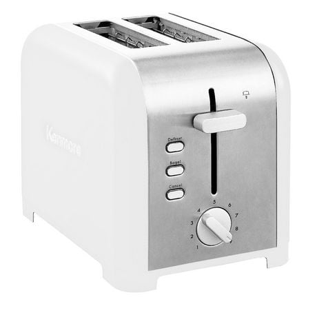 Kenmore 2-Slice Stainless Steel Toaster, Dual Controls, Extra Wide Slots, 9 Browning Levels, for Toast, Bagels & English Muffins