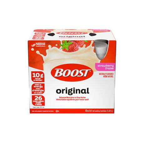 BOOST Original Meal Replacement Drink – Strawberry, 6 x 237 ml, 6 x 237 ML