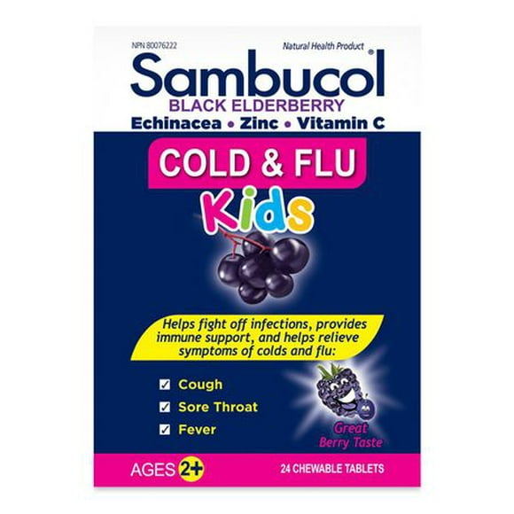 Sambucol Jr Chew Cold and Flu, Sambucol Kids Chewable tablets