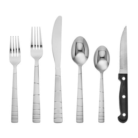 Cambridge Silversmiths Sequence Sand 36-Piece Flatware Set Includes Steak Knives, Service for 6