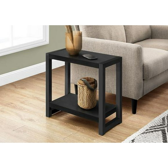 Monarch Specialties Accent Table, Side, End, Narrow, Small, 2 Tier, Living Room, Bedroom, Metal, Laminate, Black, Contemporary, Modern