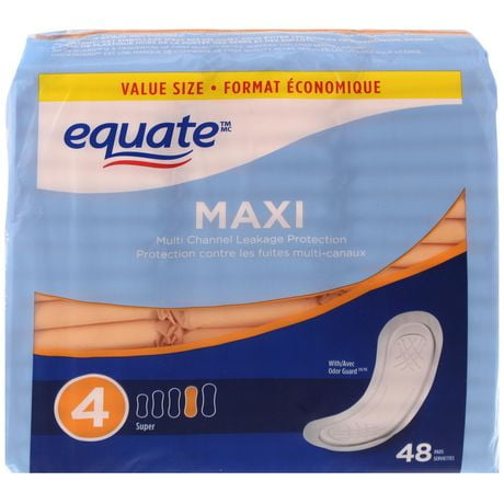 Equate Super Maxi Pads, 48 count pack