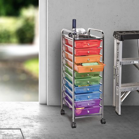 Seville Classics 10 Drawer Multi Colour Organizer Cart Walmart