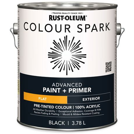 Rust-Oleum Colour Spark™ Paint + Primer, Exterior, Flat Black 3.78 L, 3.78 L