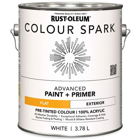 Rust-Oleum Colour Spark™ Paint + Primer, Exterior Flat, White 3.78 L, 3.78 L