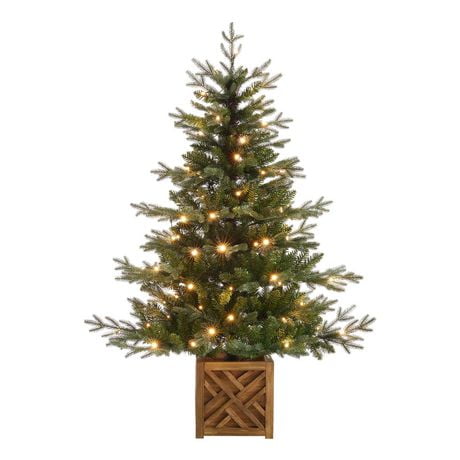 Holiday Time 5' Pre-lit Woodmore Pine Porch Tree, Green, 850 branch tips; LED lights