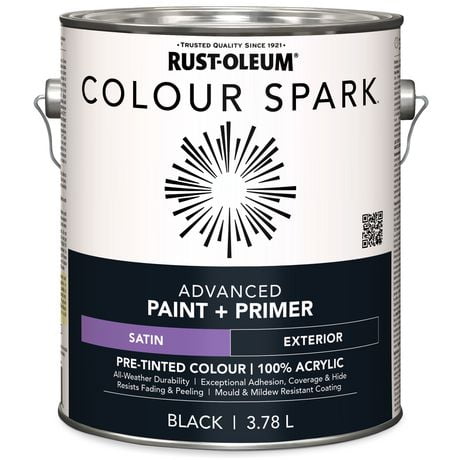 Rust-Oleum Colour Spark™ Peinture + Apprêt, Extérieur Satiné, Noir 3,78L 3,78L