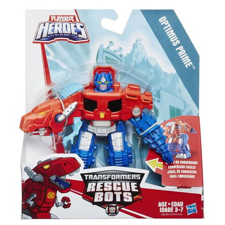 TRANSFORMERS OPTIMUS PRIME RESCUE BOTS FIGURE ROBOT TO T-REX