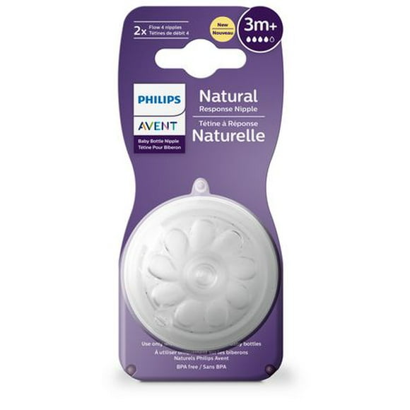 Philips Avent Natural Response Nipple Flow 4, 3M+, 2 pack, SCY964/02, Natural Response nipple, Flow 4