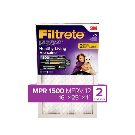 Filtrete MPR 1500 Allergen, Bacteria & Virus Air Filters, 16 in x 25 in x 1 in, Filter MPR 1500