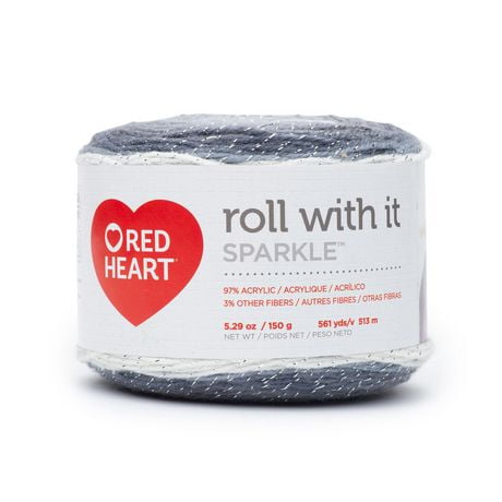 Red Heart® Roll With It Sparkle™ Yarn, Acrylic #4 Medium, 5.3oz/150g, 561 Yards, Acrylic #4 Medium Yarn