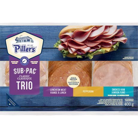 Trio Classique Sub Pac de Piller's (Pepperoni, Viande á Lunch Jambon Fumée) 400g