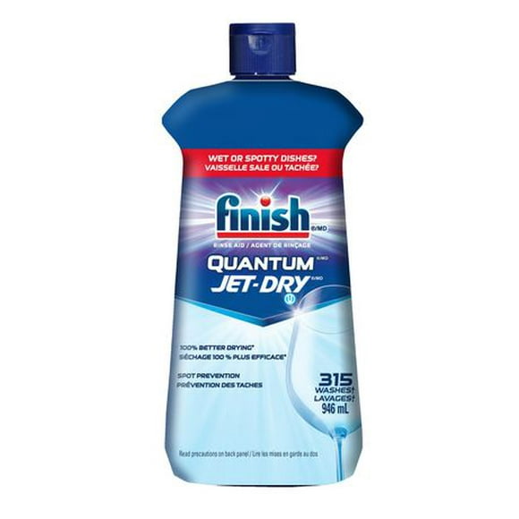 Finish Jet-Dry, Produit de rinçage pour lave-vaisselle, Quantum, 946 ml, Agent de rinçage pour lave-vaisselle et agent de séchage 946 ml
