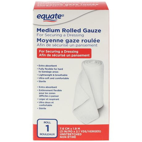 Equate Medium Rolled Gauze, 7.6 cm x 1.9 m/1 Roll