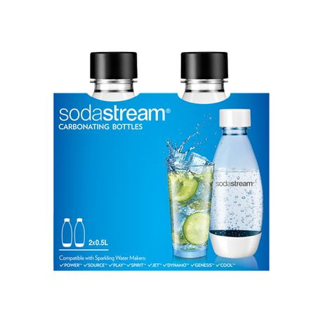 SodaStream 0.5L Fuse Carbonating Bottles Black, 2PK, 2 x 0.5L