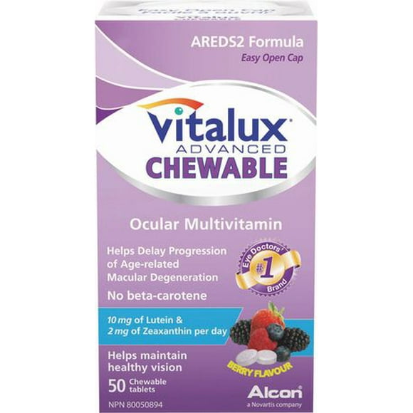VITALUX® Advanced, Chewable Ocular Multivitamin, Macular Degeneration Supplement with AREDS 2, AMD, 50 Chewable Tablets