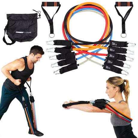 GoZone All-in-One Resistance Band Set – Multi-Colour, Includes ankle cuffs