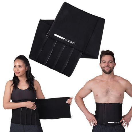 GoZone Zippered Waist Trimmer Belt – Black, Made from soft neoprene