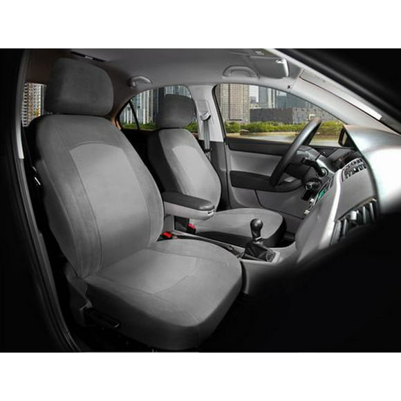 AUTO DRIVE Jacquard and Velour 2PC Front Seat Cover Low Back, Grey, FITS CARS,TRUCKS & SUVs