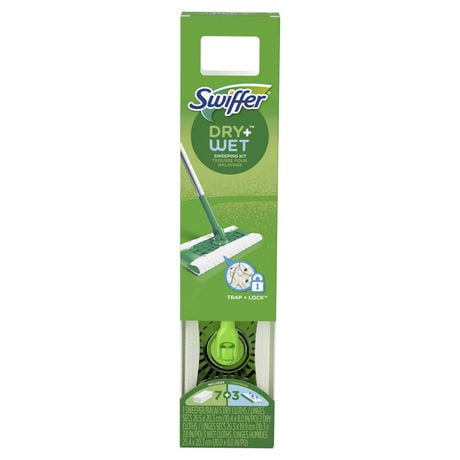 Swiffer Sweeper 2-in-1, Dry and Wet Multi Surface Floor Cleaner, Sweeping and Mopping Starter Kit, 1 Mop + 10 Refills