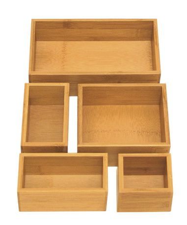 Seville Classics Sevilel Classics 5pcs Bamboo Drawer Organizer Box