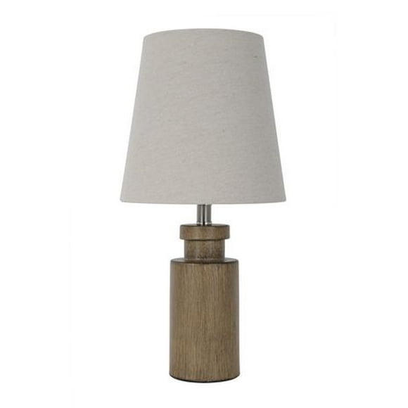Hometrends Metal Accent Lamp with Distressed Wood Water Transfer Print in Brown