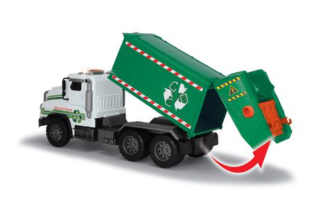Cltoyvers Metal Garbage Truck with Pullback Action and Openable Back Green Recycling Truck Toys 