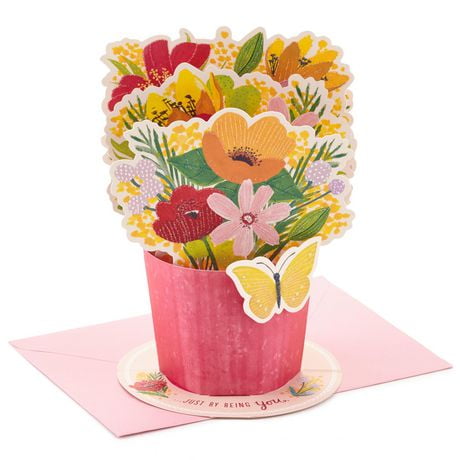 Carte en relief « Thinking of You » pour les fêtes et les anniversaires – Paper Wonder de Hallmark (Bouquet de fleurs)