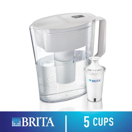 Système de filtration d'eau en pichet Brita, modèle Soho blanc de 5 tasses  avec 1 filtre de rechange 