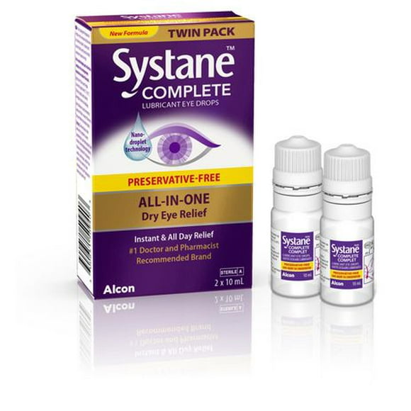 SYSTANE® Complete, Preservative-Free Lubricant Eye Drops, Eye Drops For Dry Eyes, 2 x 10 mL