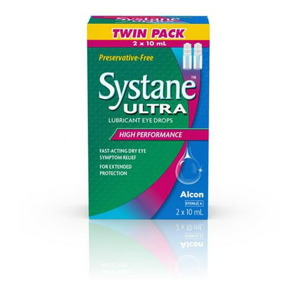 SYSTANE® Ultra Preservative-Free, Lubricant Eye Drops, High Performance Eye Drops For Dry Eyes, 2 x 10mL