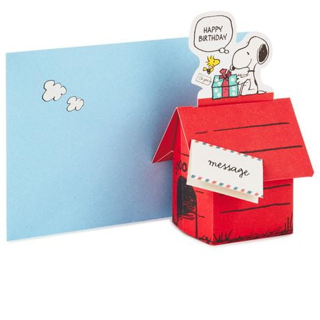 Carte de fête en relief – Peanuts – Hallmark (Niche de Snoopy)