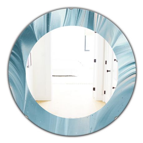 Designart 'Blue Modern Water III' Modern Mirror - Oval or Round Wall ...
